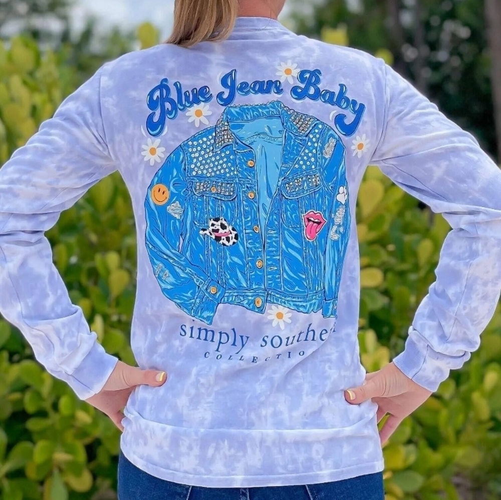 Simply Southern Blue Jean Baby Tie Dye Long Sleeve Top